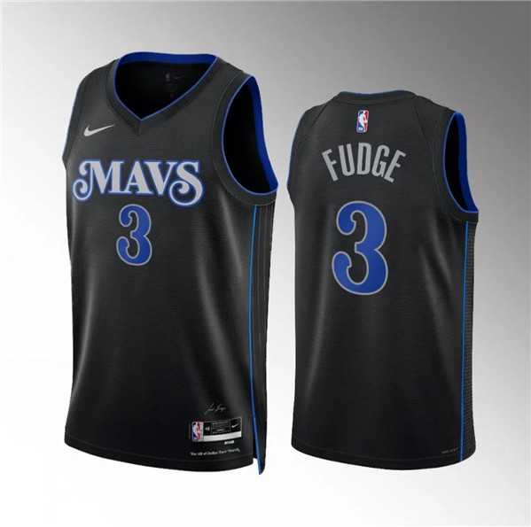 Mens Dallas Mavericks #3 Alex Fudge Black 2023-24 City Edition Stitched Basketball Jersey Dzhi